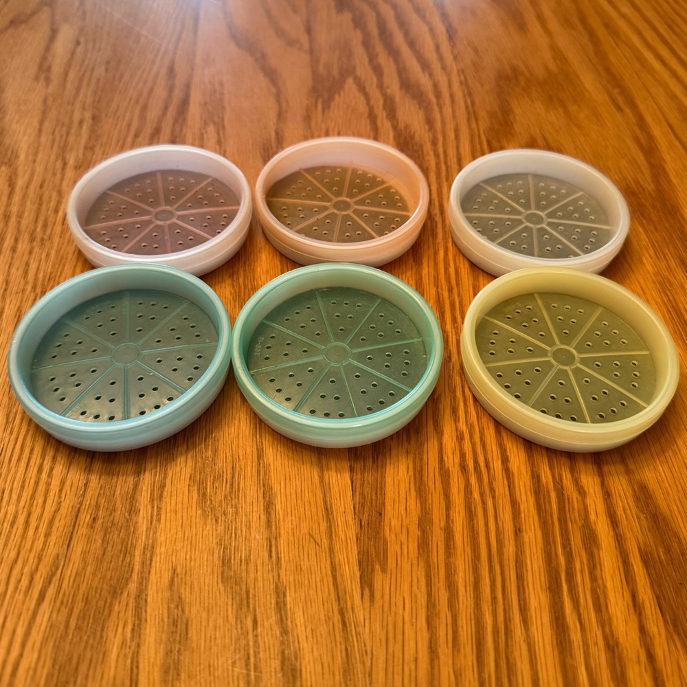 Set of Six Colorful Vintage Tupperware Coasters